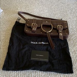 Dolce Gabbana brown pebble leather mini bag